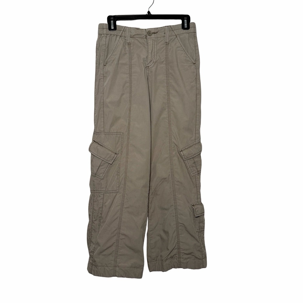 BDG Women's Y2K Low Rise Cargo Pants Wide Leg Parachute Taupe XS Utility Baggy